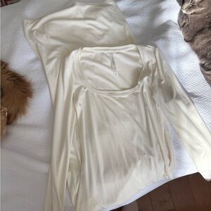 Cream white longsleeve dress by babaton Aritzia
